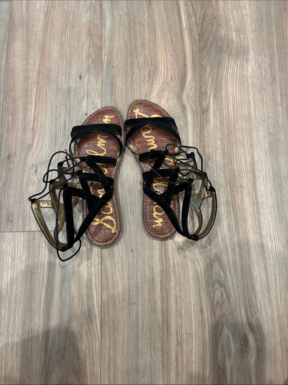 Sam Edelman Black Lace-Up Leather Gladiator Sandals SIZE 8